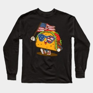 Taco Sunglasses American Flag USA Funny 4th Of July Long Sleeve T-Shirt